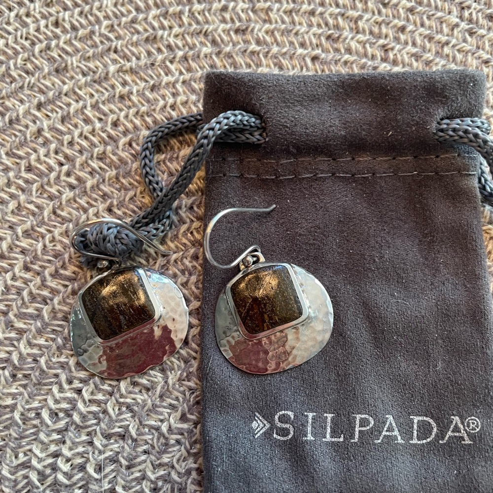 Silpada silver and coconut shell earrings